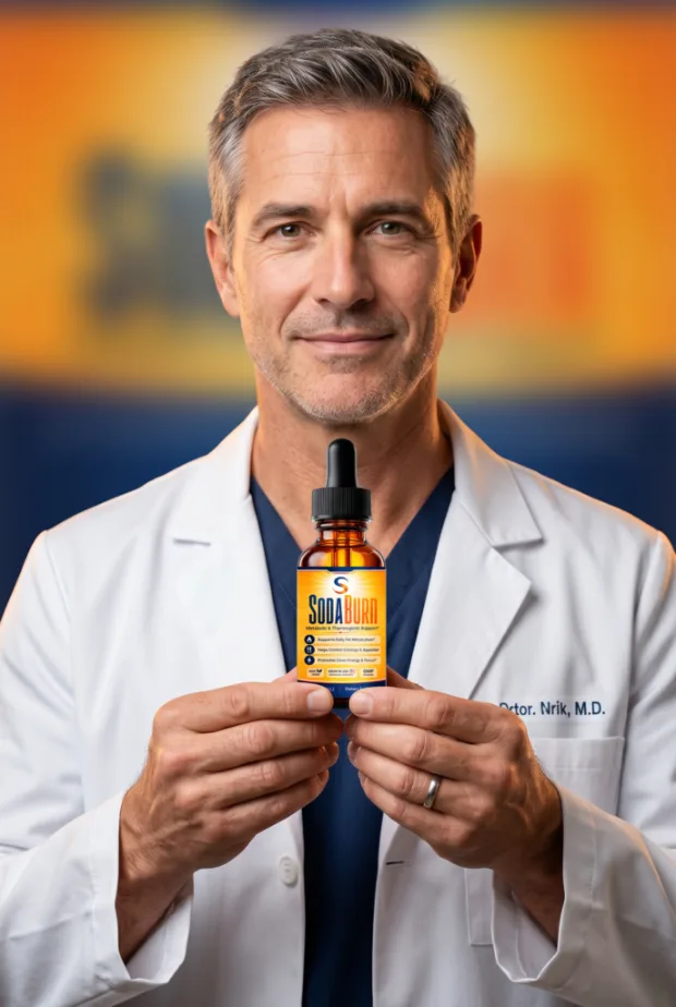 Doctor holding a bottle of SodaBurn